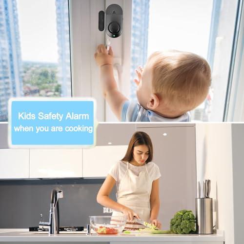 Window Door Alarm, Pool Alarms Black Personal Home Kids Security for House, Office (8 Pack)