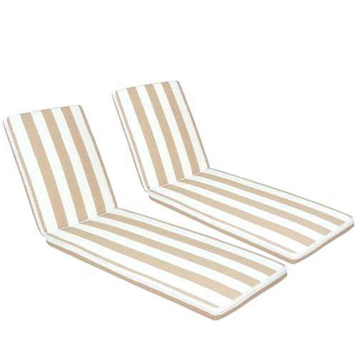 Chaise Lounge Cushions Outdoor, Waterproof & Fade-Resistant Lounger Cushions for Patio Furniture, Pool, Lawn - 74'' x 22'' x 3'', Set of 2