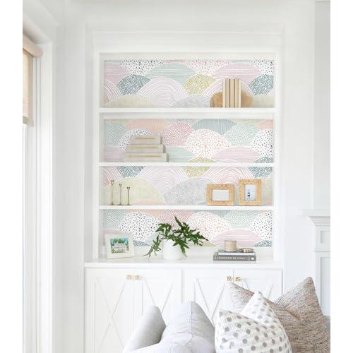 CiCiwind Boho Peel and Stick Wallpaper, Colorful Dot Geometric Wallpaper, Removable Self-Adhesive Vinyl Contact Paper for Kids Room Bedroom Cabinets, 15.5×197