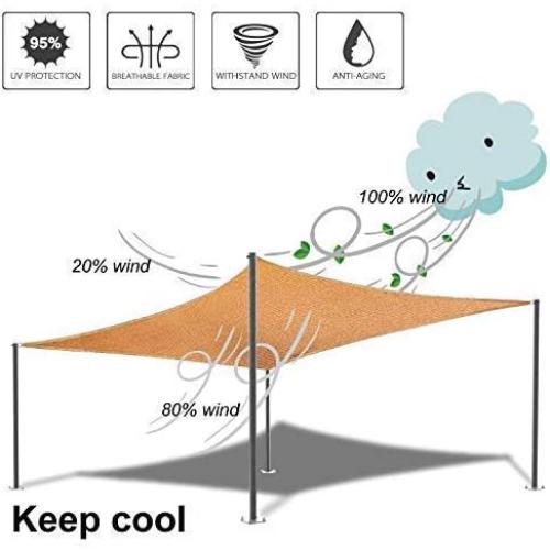 Rectangle Sun Shade Sail Canopy, 16' x 20' Outdoor Shade Cloth Patio Cover - Sunshade Sails Awning Shelter for Deck Garden Lawn Yard (Sand)