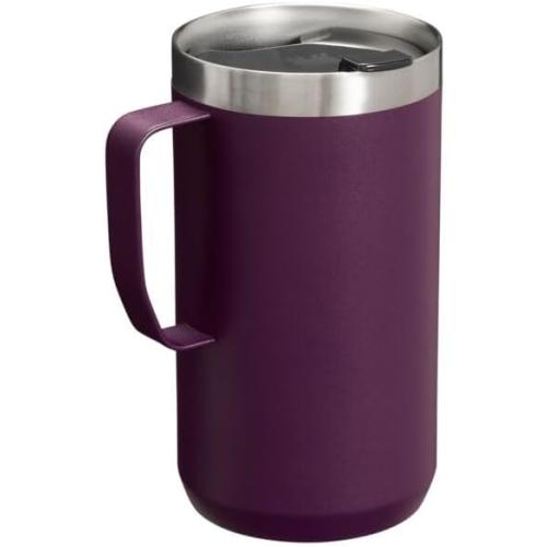 STANLEY Stay-Hot Camp Mug 24 oz | Press Fit Drink Through Lid | Cup for Coffee, Tea and Drinks | Insulated Stainless Steel Coffee Mug | BPA-Free | Plum