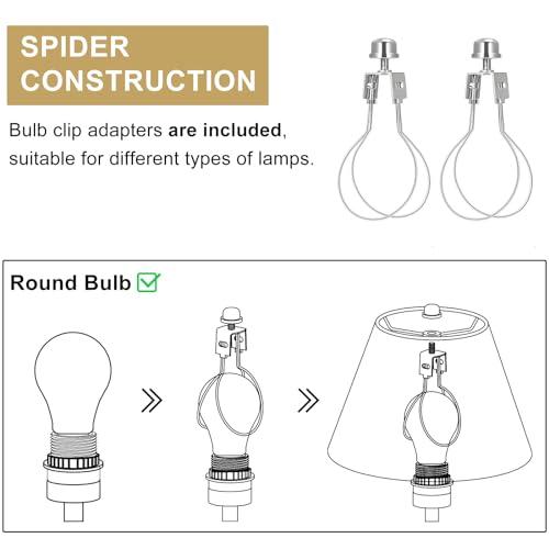 Small Lamp Shades Set of 2, 5.5 Top x 10 Bottom x 6.6 High, Small White Lamp Shades for Table Lamps, Fabric Lampshade Replacement for Bedside Lamp, Wall Sconces, Spider, Clip on Adapters Included