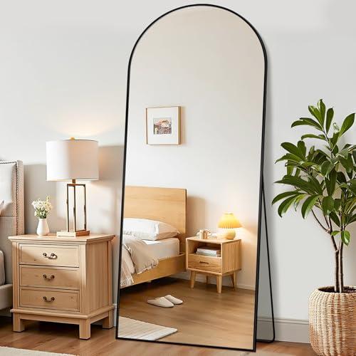 59x19 BLACK Suidia Arched Full Length Mirror, Floor Mirror Freestanding, Floor Standing Full Body Mirror with Stand for Bedroom, Hanging Mounted for Living Room Cloakroom, Black