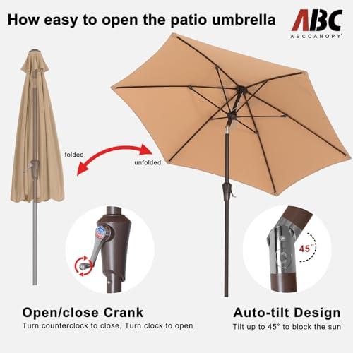ABCCANOPY 7.5FT OutdoorPatio Umbrella, UV Protection Table Umbrella w/Crank for Easy Set Up, Suitable for Garden, Lawn, Deck & Backyard (Khaki)