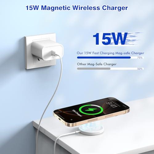 [Apple MFi Certified]Magnetic Wireless Charger Apple Mag Safe Charger,15W 6FT Fast Wireless Charging Pad for AppleiPhone 16 Pro Max/16 Pro/16 Plus/15 Pro Max/14/13/12/AirPods3/2/Pro/Pro2,Charging Pad