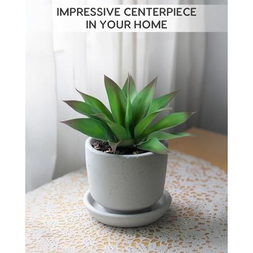 Velener Artificial Agave Plant Set,14 Inch, Faux Aesthetic Plants for Home Decor, Realistic UV Resistant Fake Agave Plants Without Pot, Set of 2