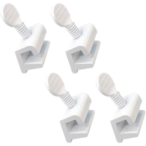 QCAA Single Small Sliding Window Security Lock, Aluminum, White Coated, 4 Pack, Made in Taiwan