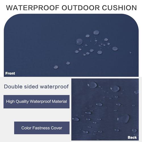 Outdoor Bench Cushion 4 inches Memory Foam Waterproof Patio Furniture Bench Cushion Porch Swing Cushion with Handle and Adjustable Strap, 60 x 18 Inch Navy