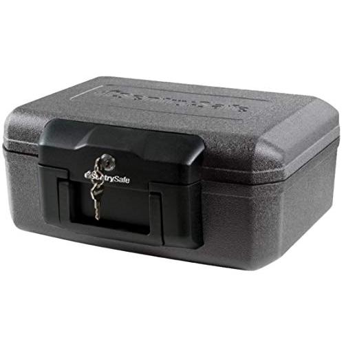 SentrySafe Fireproof Safe with Key Lock, Chest Lock Box for Home or Travel Secures Money, Documents, 0.18 Cubic Feet, 6.1 x 14.3 x 11.2 Inches, 1210