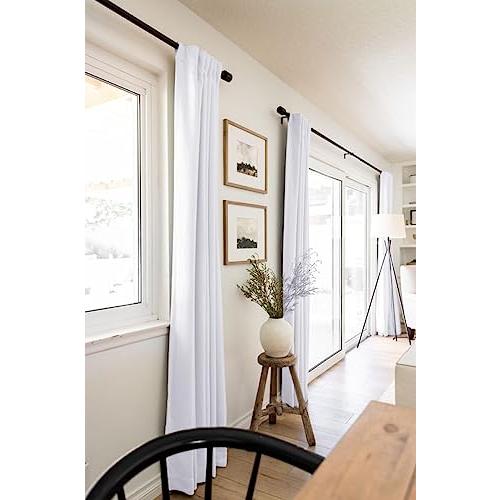 100% Blackout Shield Linen Blackout Curtains for Bedroom 108 Inches Long, Back Tab/Rod Pocket Living Room Drapes, Thermal Insulated Blackout Curtains 2 Panels Set, 50 W x 108 L, Bright White