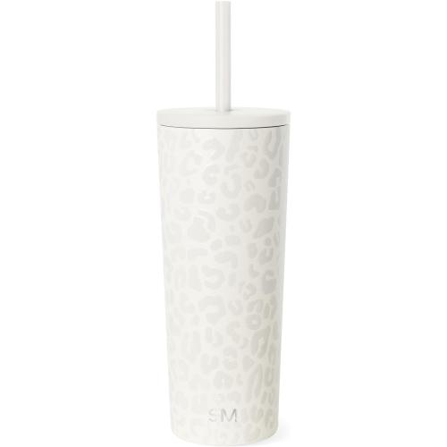 Simple Modern Classic Tumbler with Straw Lid | Insulated Iced Coffee Cup Reusable Stainless Steel Water Bottle Travel Mug | Gifts for Women Men Her Him | 24oz | Cream Leopard