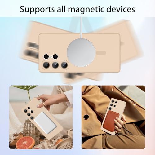 ankofave Magnetic for Samsung Galaxy S25 Ultra Phone Case for Women/Men, Matte Luxury Soft Metallic Luster Design with Camera Lens Protector, Shockproof Anti-Scratch Phone Case 6.8-Champagne Gold