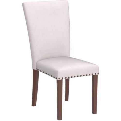 COLAMY Upholstered Parsons Dining Chairs Set of 2, Fabric Dining Room Kitchen Side Chair with Nailhead Trim and Wood Legs - Beige,No Table