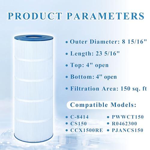 Pool Filter Compatible with Pro Clean 150, Jandy CS150, X-Stream CC1500, CCX1500RE, PWWCT150, PJANCS150, C-8414, FC-1287, 1 Pack