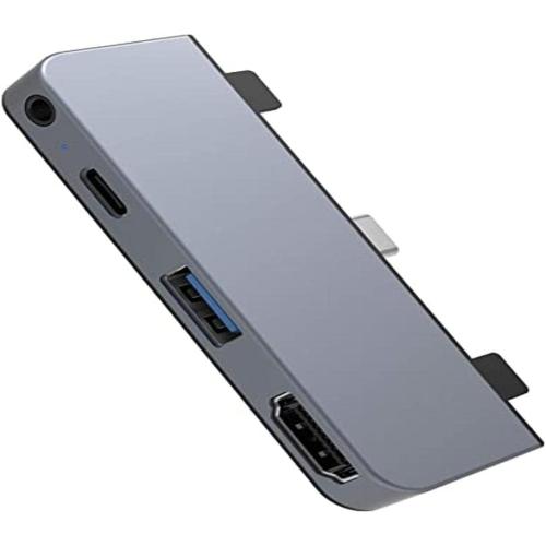 HyperDrive iPad Pro USB C Hub — 4-in-1 USBC Hub w/ 4K30Hz HDMI, USB-C 5Gbps 60W PD, USB-A 5Gbps, 3.5mm Audio Jack — Form-Fitting, Aluminum iPad Docking Station Compatible w/Air & Mini (Space Gray)