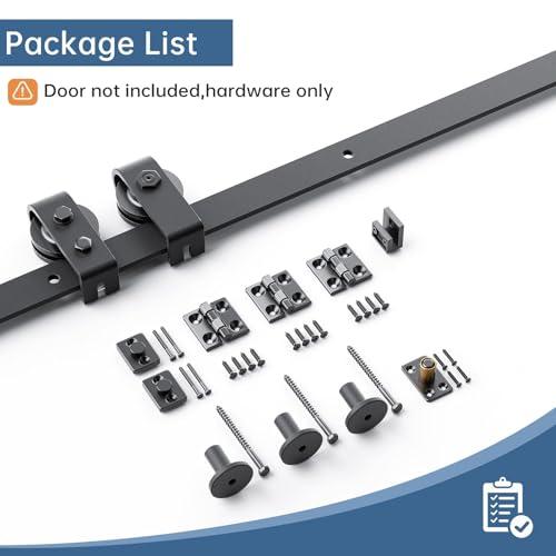 EaseLife 36 Bifold Sliding Barn Door Hardware Track Kit for 2 Closet Door,Top Mount Roller,Slide Smoothly Quietly,Easy Install,Black,Fit for Double 16 Wide Bi-Folding Door (Hardware Only)