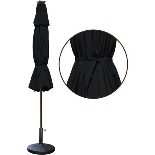 Color Black EliteShade USA 10-Year-Non-Fading Solar 9ft Market Umbrella with 80 LED Lights Patio Umbrellas Outdoor Table Umbrella with Ventilation, Black