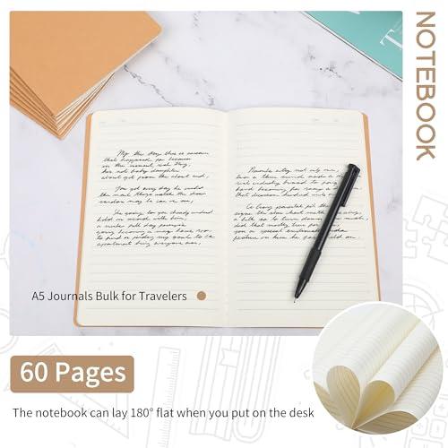 miikoul 72 Pack A5 Kraft Paper Notebook Lined Journal Bulk, 8.3 X 5.5 Inch, 60 Pages/30 Sheets, 80gsm, Travel Notebook Notepad for Adult, Students, Gift, Office, Back to School Supplies