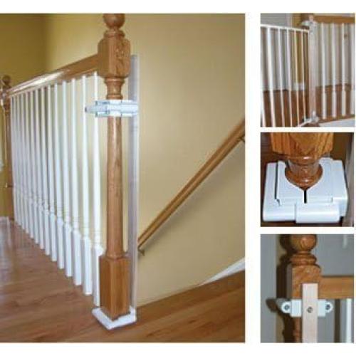 Safety Innovations No Hole Stairway Baby Gate Mounting Kit - Fits Posts from 2 3/4 inches to 3 1/2 inches Wide with Square or Round Tops - No Adhesives On Or Screws in Your Posts, (1-Pack)