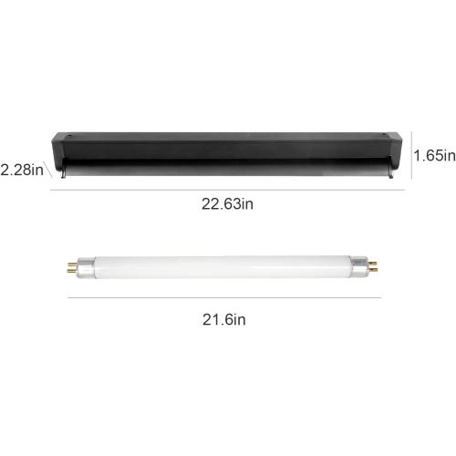 REPTI ZOO 24W Reptile T5 HO UVB Lighting Combo Kit, 22 Light Fixture Reptile Terrarium Hood, with Detachable Curved Reflector and 5.0 UVB T5 Lamp Bulb, ETL certificated