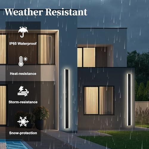 2 Pack Color Black Outdoor Wall Light,60 inch Long Outdoor Modern LED Wall Sconce, Waterproof IP65 LED Wall Mount Lighting Fixture for House Living Room Corridor Porch Patio Garage