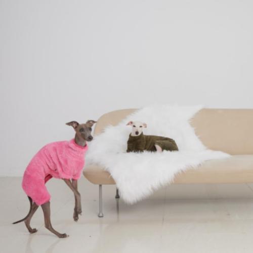 Dachshund Dog Fleece Jumpsuit Turtleneck Sweater, Suitable for Dachshunds, Winter Soft Cozy Dog Pajamas Clothes (Neon Pink, medium)