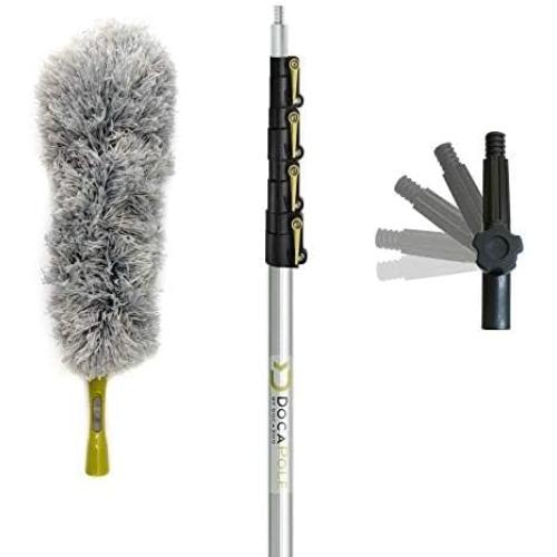 DOCA Telescoping Pole 7-30 Ft - Extension Pole for Cleaning, Feather Duster, Window Washing Kit, Paint Roller, Window Squeegee - High Reach Extendable Kit for Indoor & Outdoor - Feather Duster