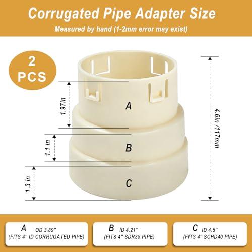 4 Corrugated Pipe Adapter, Corrugated Pipe PVC Connector