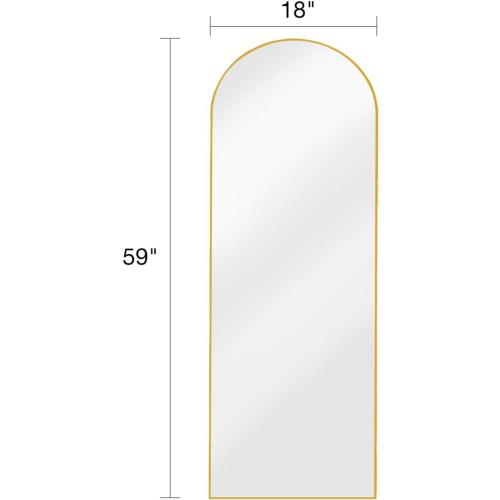 Floor Mirror, Full Length Mirror with Stand, Arched Wall Mirror, Gold Floor Mirror Freestanding, Wall Mounted Mirror for Bedroom Living Room, Gold