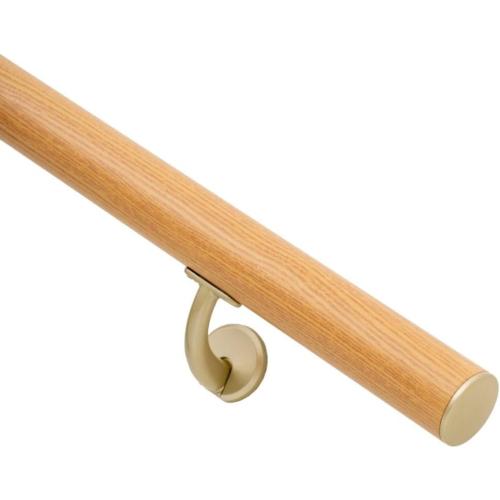7 FT Modern Aluminum Handrail Set, handrails for Indoor Stairs,Deck,Slope, Wall Mounted Staircase handrails, Zink Alloy Brackets Included,Rust Free. (Cherry Wood Grain, 7 FT)
