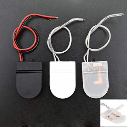 Alinan 5pcs Button Battery Holder Coin Cell Battery Holder with Switch CR2032 1 X 3V Battery Holder Battery Storage Boxes Cover with Wires On ON-Off Switch Socket Container (Clear)