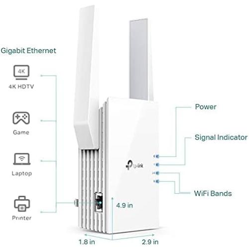 TP-Link AX1500 WiFi 6 Extender, Up to 1500Mbps, Next-Gen Dual Band WiFi Booster, WiFi Repeater with Gigabit Port, Access Point Mode, 2 External Antennas, Easy Set-Up, OneMesh Compatiable(RE505X)