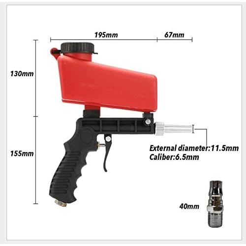 90psi Gravity Feed Sand Blaster Gun Kit - Hand Held Sand Blasting Spray Gun with 2 Nozzle Tips and Air Regulator Remove Paint, Rust, Stains, and Grime on Surfaces