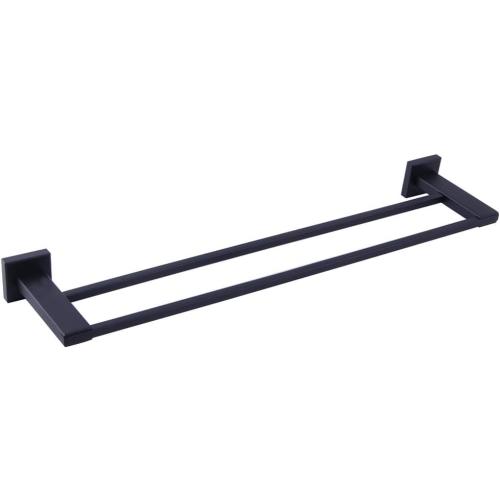 Size 24-Inch  Color Matte Black Bathroom Double Towel Bar SUS 304 Stainless Steel Bath Towel Bar Modern Style Wall Mount JG1902C60-BK