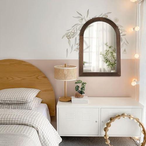 Arched Mirror, Farmhouse Decor Solid Wood Frame Wall Mirror, Bathroom Mirrors, Large Vintage Mirror for Bathroom, Living Room,Bedroom, Entryway, Hallway,Foyer (Coffee, 20inch*30inch)