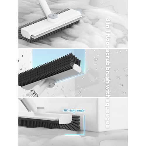 3 in 1 Floor Scrub Brush with Long Handle, Multi-Angle Swivel Head