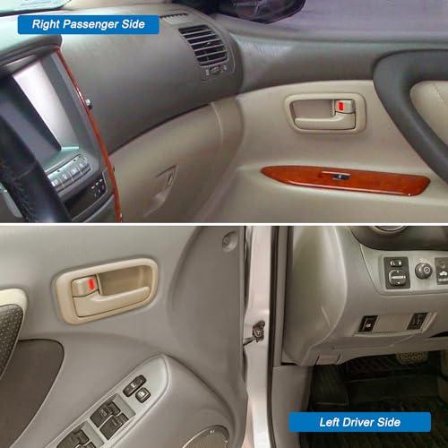 Interior Door Handles with Bezel Fit for Toyota Tundra 2000 2001 2002 2003 2004 2005 2006 Replacement for 692050C010E1 692060C010E1 81257 Left Driver Right Passenger Door Handle (Beige)