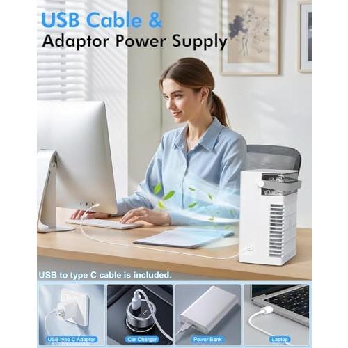 Portable Air Conditioners, Air Cooler Evaporative Personal Mini AC, 3 Wind Speed, 2-4-8H Timer, 3 Modes, Colorful Night Light, Portable AC for Room, Car, Bedroom, Camping