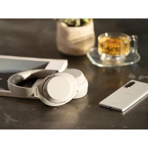 Sony WH-1000XM4 Wireless Noise Canceling Overhead Headphones with Mic for Phone-Call, Voice Control, Silver, with USB Wall Adapter and Microfiber Cleaning Cloth - Bundle
