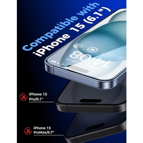 MAGIC JOHN Easy Installation for iPhone 15 Screen Protector, Tempered Glass