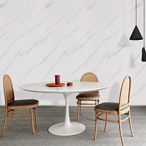 Marble Contact Paper White Peel and Stick Wallpaper 15.8×118 | Glossy Marble Wallpaper Self Adhesive Removable Wallpapers Waterproof Countertop Paper for Cabinet Furniture Kitchen Vinyl