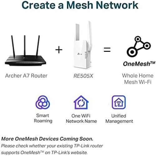 TP-Link AX1500 WiFi 6 Extender, Up to 1500Mbps, Next-Gen Dual Band WiFi Booster, WiFi Repeater with Gigabit Port, Access Point Mode, 2 External Antennas, Easy Set-Up, OneMesh Compatiable(RE505X)