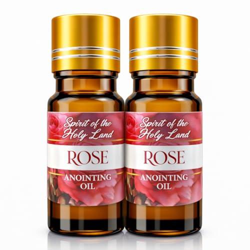 Biblical Rose of Sharon Anointing Oil from Jerusalem 2 Bottles x 10 ml | Devotional Holy Oil for Prayer and Blessing, Religious Gift Box