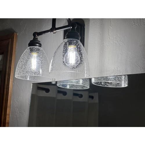 3 Pack Clear Seeded Bubble Bell Glass Lamp Shade Replacement, 1-5/8 Fitter