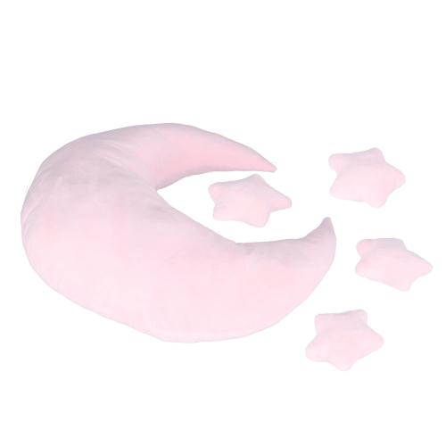 Newborn Photography Props, Crescent Moon Pillow for Newborns, Soft Newborn Photography Posing Pillowswith Moon and Star Celestial Decor for Infant Photography (Pink)