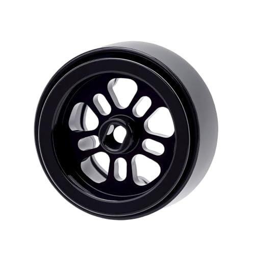 Deep Dish Grade 5 Titanium Wheel Face Aluminum 0.7inch Beadlock Wheels Hubs for 1/30 Axial SCX30 RC Crawler Car Upgrades,Black