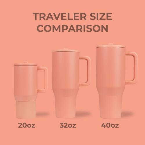HydroJug Traveler - 40 oz Water Bottle with Handle & Flip Straw - Fits in Cup Holder, Leak Resistant Tumbler-Reusable Insulated Stainless Steel & Rubber Base - Gifts for Women & Men, Dahlia