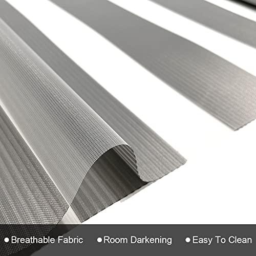 Homebox Zebra Roller Shades for Indoor Windows, Light Filtering Dual Layer Sheer 23 Inch Mini Blinds for Kitchen Bathroom, 23 W x 72 H Light Gray