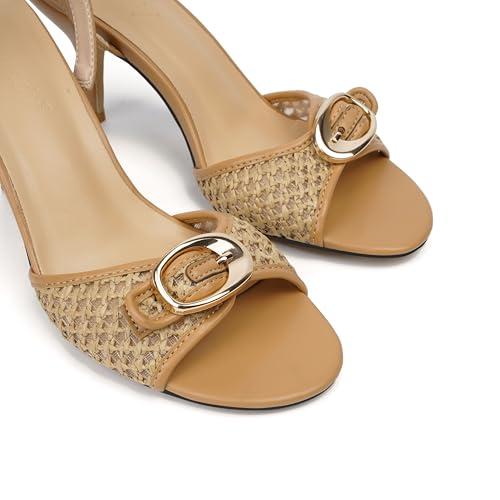 Vertundy Women's Slingback Kitten Heels Low Heel Square Open Toe Sandal Heels Fahion Dressy Women Shoes