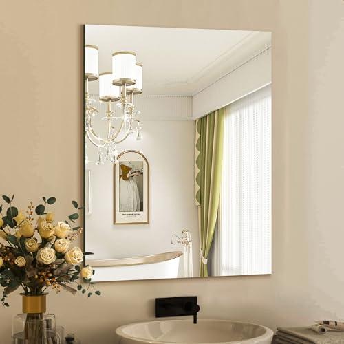 Mirrorons Frameless Mirror, Wall Mirror 24 x 32, Modern Rectangle Bathroom Mirrors for Wall with Polished Edge, Horizontally or Vertically. Upgraded Shatterproof Mirror, Entryways, Bathroom, Gym.